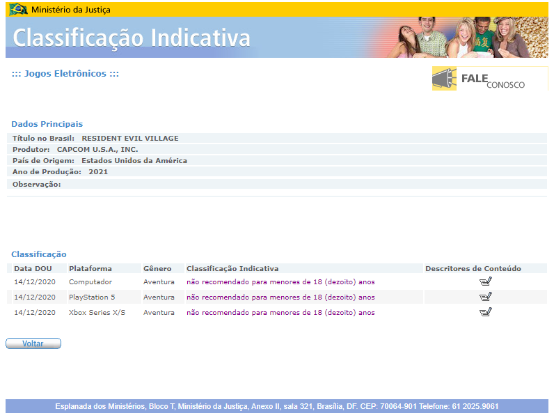Classificação Indicativa de Resident Evil Village