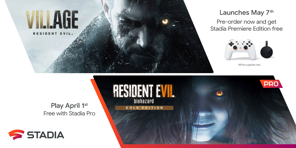 Resident Evil Village e Resident Evil 7 no Google Stadia